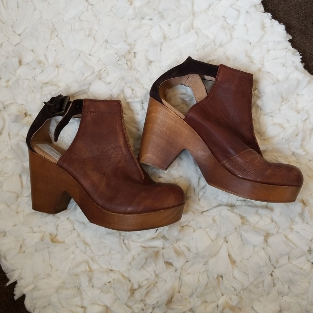 Free People Brown Leather Ankle Booties